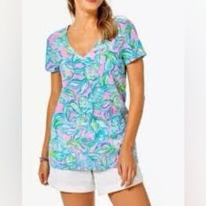 Lilly Pulitzer Etta Short Sleeve Women’s Top Off The Scales Hawaii Size Small